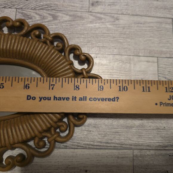 Vintage 1978 Homco Boho 9-5/8" Oval Mirror Faux Rattan Resin Wicker Set of 2 - Picture 7 of 8